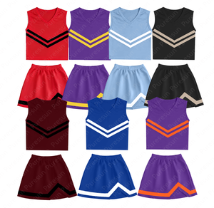 Ingrosso colore personalizzato per bambini scuola allegria Skort Set gonna atletica rossa e nera per bambini Teen girl Cheerleading uniforme abiti - Product Image 2