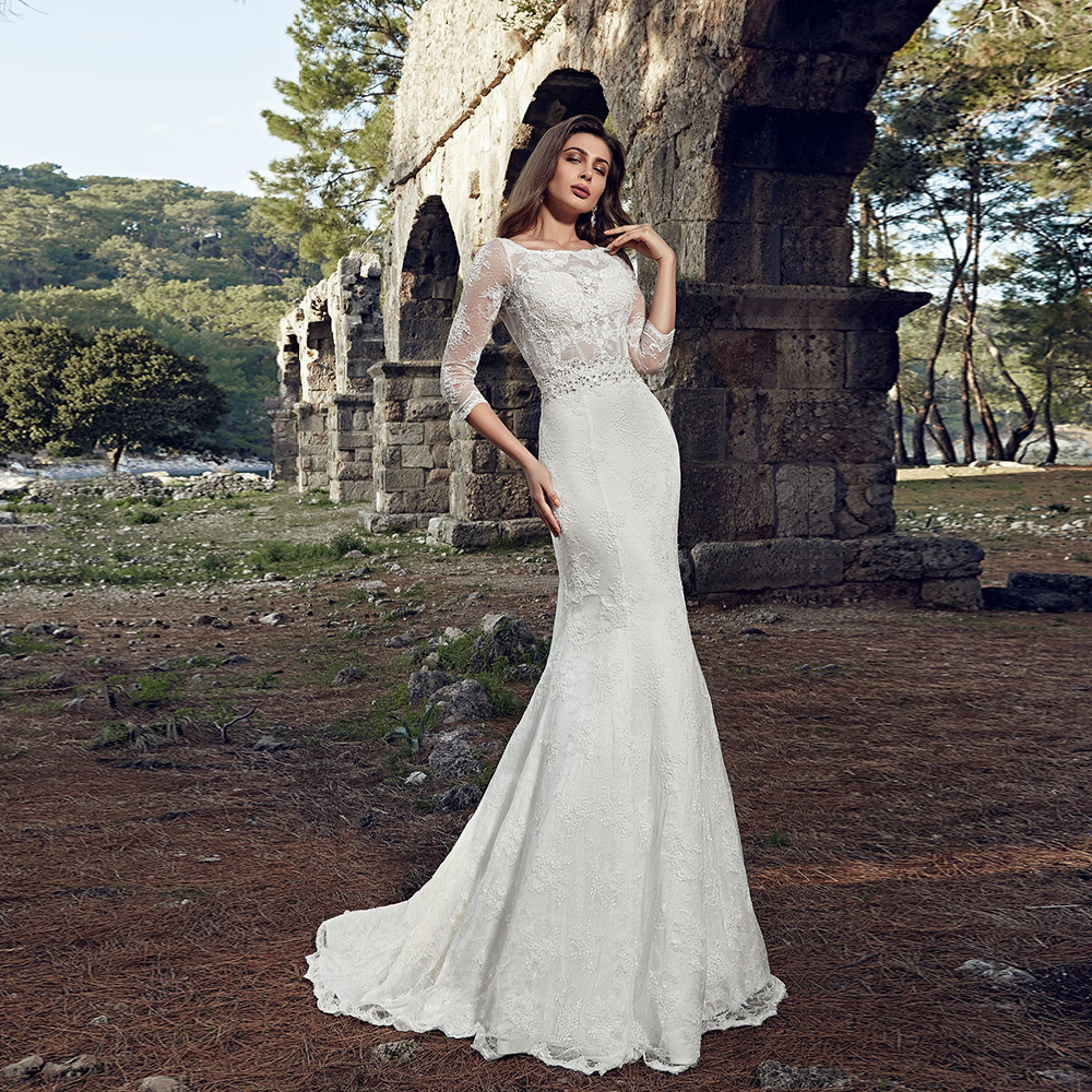 chinese dress ladies Sweetheart Strapless Half Sleeve Lace Applique Ball Gown With Train Vi –  AlineBridal main image 0