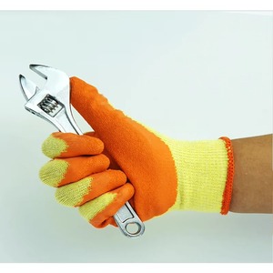 Gants de sécurité ZHANDA 10g en latex gaufré pour boîte sèche - Jaune/Orange, poignet tricoté, sans silicone - Prix abordable, usine du Shandong - Product Image 6