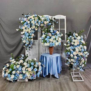 A40 Wedding Outdoor scenico decorazione fiore in seta arco con foglie di eucalipto luce Baby Blue rosa rosa corno arco - Product Image 4