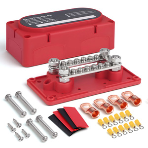 Heavy Duty Bus Bar 12 Position M8 <b>Terminal</b> Studs Red Nylon Copper Screw <b>Terminals</b> for Electrical Wiring - Product Image 1