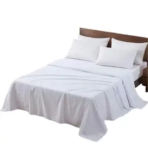 Custom Hotel Bed Sheets Luxury 100% Organic Cotton Hotel Textile Bedsheets Sets Bedding Sheet Set For Hotel