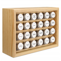 Étagère de rangement décorative en bois massif pour la maison et la cuisine, support à épices en bambou avec 24 bocaux en verre transparent de 4Oz