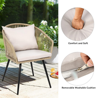 Ensemble de chaises de conversation d'extérieur en rotin, petit fauteuil de patio/balcon en osier avec table d'appoint