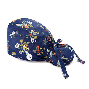 Gorras de turbante para cola de caballo, gorros de fregado con botones, algodón, poliéster, suave, ajustable para el personal de la clínica dental - Product Image 3