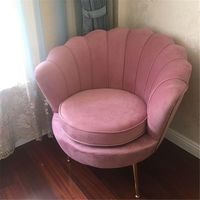 Fauteuil individuel de luxe moderne en velours rose avec pieds dorés, couleur personnalisable, style nordique, pour salon, salon de manucure ou comme chaise de maquillage