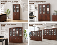 Meuble de Rangement de Bureau Tout-en-un : Organiseur avec Deux Bibliothèques à Cinq Portes, Autoportant, Verrouillable, en MDF, Design Minimaliste et Moderne