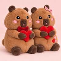 Peluches personnalisées de couple de capybaras pour la Saint-Valentin avec cœur, ensemble de cadeaux d'animaux en peluche mignons pour la décoration des fêtes