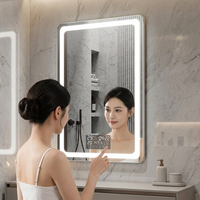 Miroir de salle de bain d'hôtel moderne éclairé par LED, miroir de vanité rétroéclairé avec capteur tactile, 3 couleurs réglables, anti-buée, pour salle de bain et douche