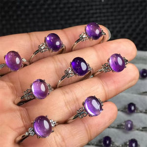 卸売 Kindfull クリスタル 天然 ハーキマーダイヤモンド クリスタル 楕円形 彫刻 ヒーリングストーン アクアマリン ガーネット 宝石 ジュエリー リング - Product Image 2