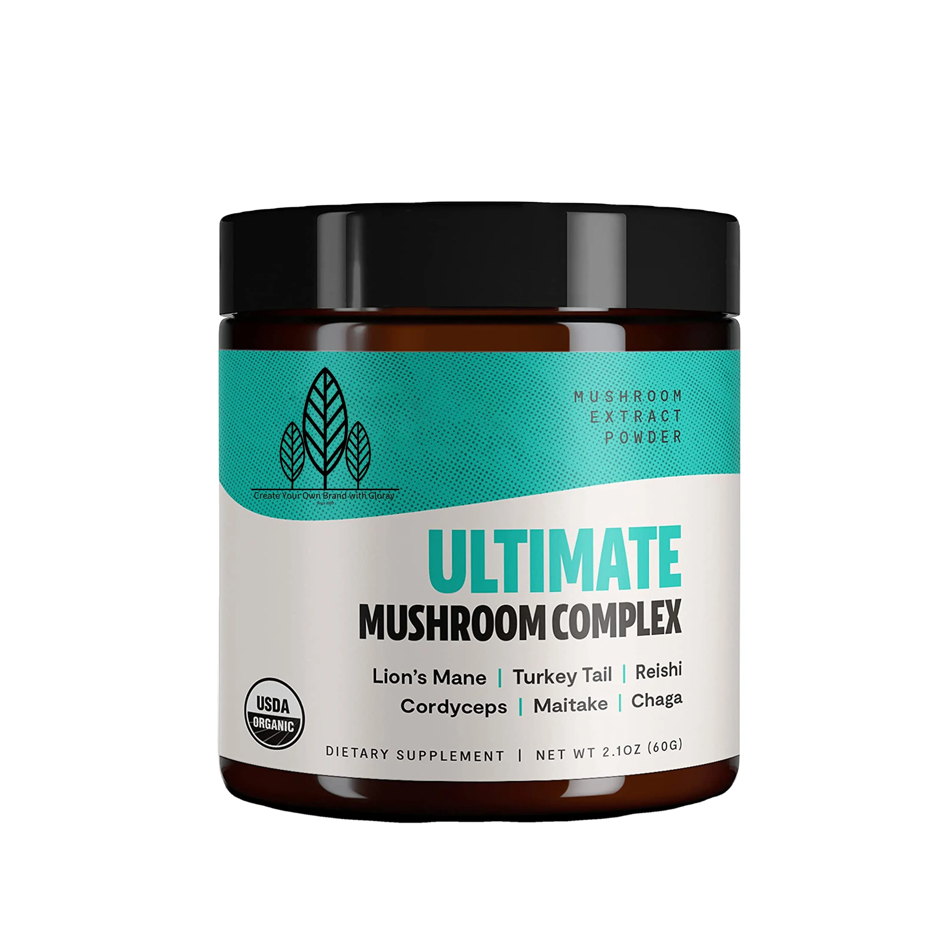 Ultimate Mushroom Complex - Pure Extract Powder - Lions Mane, Reishi, Cordyceps, Chaga, Turkey Tail, Maitake -60g- Supplement