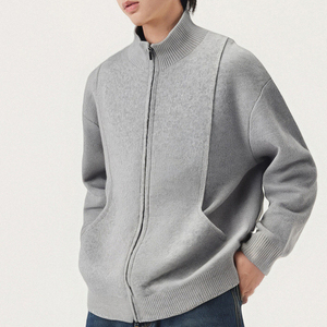 <span class=keywords><strong>Cardigan</strong></span> da Uomo con Colletto a Risvolto Segmentato, Stile <span class=keywords><strong>Cardigan</strong></span> con <span class=keywords><strong>Cerniera</strong></span> Strutturata - Product Image 4