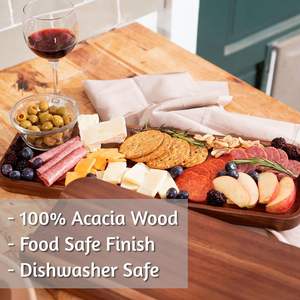 ถาดเสิร์ฟไม้เนื้อแข็งอะคาเซียสำหรับอาหารเรียกน้ำย่อย <span class=keywords><strong>ชีส</strong></span> ชาร์กูเตอรี ขนมเค้ก และของหวาน สำหรับใช้ในครัว - Product Image 3