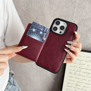 Porta magneti di lusso porta Slot per telefono in pelle PU custodie per <span class=keywords><strong>iPhone</strong></span> 13 12 <span class=keywords><strong>11</strong></span> 16ProMax 14 15Plus antiurto Flip Stand <span class=keywords><strong>Cover</strong></span> <span class=keywords><strong>portafoglio</strong></span> - Product Image 2