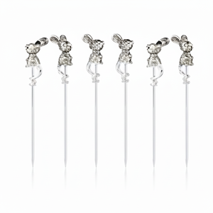 Pics à olives élégants en métal Brochettes réutilisables en acier inoxydable de qualité supérieure Accessoires de bar Essentiels de cuisine pour la maison - Product Image 1
