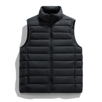 Gilet d'hiver léger pour homme, personnalisé OEM, en duvet de canard blanc, respirant, avec fermeture éclair, coupe ajustée, vente en gros
