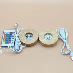 <b>LED</b> Nightlight Wood Base Stand 3D Crystal Wireless Wooden Base with Sensor Control Night <b>Light</b> - Product Image 6