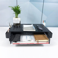 Support de moniteur universel en acier noir pour table, capacité de charge 30 kg, hauteur réglable, plateforme métallique pour écran, base de bureau