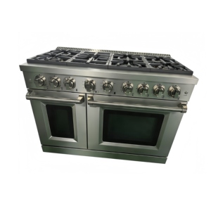 48 pouces. 7,0 pieds cubes Cuisinière à gaz encastrable 7 brûleurs avec four à convection, porte en verre triple couche, acier inoxydable, autoportante - Product Image 1