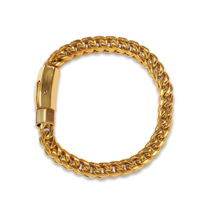 high quality men's gold thick stainless steel Cuban chain bracelets