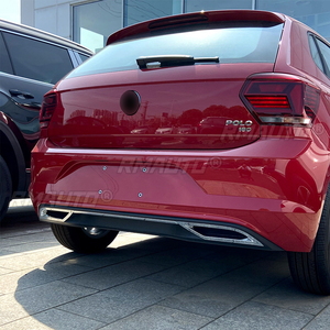1 ensemble de diffuseur de pare-chocs arrière argenté, lèvre de spoiler, sortie d'air, bande de couverture d'échappement pour Volkswagen Polo MK6 2018+, accessoires de voiture - Product Image 4