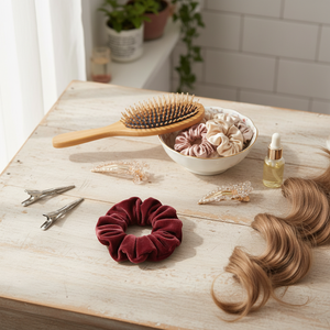 Trending moda tessuto satinato cravatte scintillanti in acrilico stampato per le donne e i bambini vendita calda all'ingrosso spazzola per capelli accessori - Product Image 3