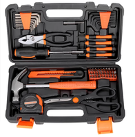 Boîte à outils en plastique de 57 pièces, avec tournevis, marteau, scie, clé à molette, clé à douille, pinces, outils de quincaillerie, ensembles d'outils à main pour la maison