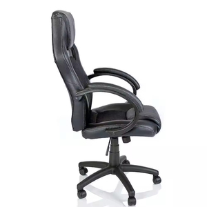 Silla de Oficina Ergonómica de Diseño Moderno, Respaldo Alto, Giratoria, Reclinable, de Cuero Sintético Negro, con Marco Metálico, Modelo 5609 para Juegos - Product Image 3