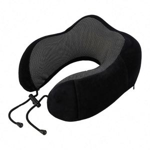 Oreiller de voyage cervical de luxe en velours doux et mousse à mémoire de forme, en forme de U, pour le soutien de la nuque et du cou, à récupération lente - Product Image 1