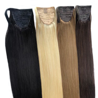 Js-J2 droite longue indienne Remy cheveux Double dessiné Clip-in queue de cheval Extension Machine Double trame enveloppante