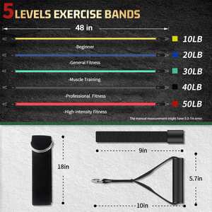 Bandes de résistance pour l'entraînement, bandes d'exercice avec poignées pour hommes et femmes, équipement de fitness et d'entraînement de force pour la maison - Product Image 4