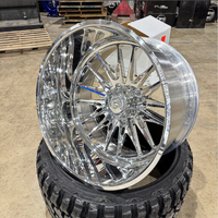 Velg Truk Tempa Custom Polished Deep Concave 20X10 22X12 24X14 28X16 dengan Floating Cap 8X165.1 8X170 untuk Ford F250