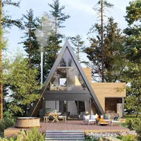 Casa prefabricada modular con Marco en A de lujo personalizada con terrazas, villas triangulares de baja altura, balcón para casas prefabricadas de hotel