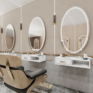 Espelho de parede com moldura de alumínio oval para banheiro, espelho com iluminação LED inteligente Blue_tooth Wifi, espelho de banheiro com iluminação LED