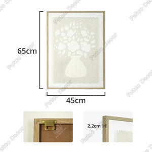 Quadro 3D in Gesso Naturale con Texture Uniforme ad Alta Densità, Bouquet e Vaso, Decorazione Murale per la Casa - Product Image 2