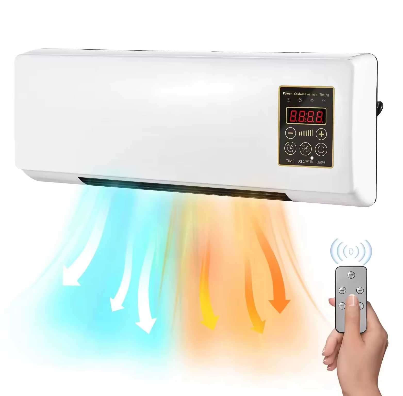 Wall Smart Space Heaters Plug in 2 in 1 Air Conditioner Adjustable Thermostat Timer Electric Heater for Bedroom