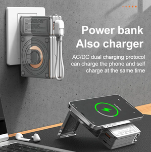 Ukalun AC 15W Banque d'alimentation sans fil pour <span class=keywords><strong>partage</strong></span> de montre magnétique 10000mAh pour <span class=keywords><strong>iPhone</strong></span> Banque d'alimentation 22.5W avec support de téléphone Câbles intégrés - Product Image 4