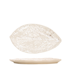 Piatto per Tabacco 26x15 Cm con Motivo a Foglie, Piatto di Servizio in Ceramica - Product Image 1
