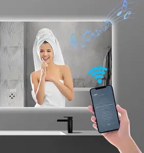 Waterproof Led Smart Mirror Bathroom Frameless Mirror Screen With Functions Customized