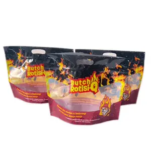 Custom Printing Resealable Zipper Laminated Plastic Food Microwavable Hot Anti-fog Roasted Chicken Bags