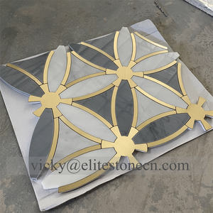 カララホワイトダイヤモンドシェイプストーンモザイク、グレーウォータージェット加工、美しいモザイクタイル、家の装飾、室内壁と床用 - Product Image 5