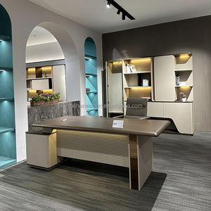 أثاث مكتبي بسيط وعصري لكرسي مكتبي مع مجموعة من كراسي الرئيس ، خزانة مزدوجة ، مكاتب مكتبية سميكة - Product Image 5