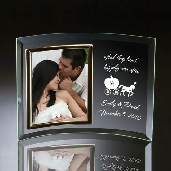 Jade Glass Crescent Picture Frame para recuerdo de boda