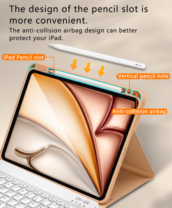 Étui clavier folio SYX 2025 pour iPad, clavier BT détachable, housse en cuir PU avec porte-stylet - Product Image 6