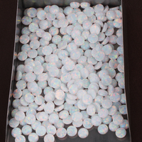 5 pièces/lot perles rondes à dos plat en opale de feu blanche pour la fabrication de bijoux perles de Cabochons en opale synthétique 2mm-10mm