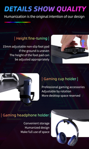 Tùy Chỉnh 140/160/180Cm Hiện Đại Lớn RGB Chơi Game Góc Bàn Có Thể Điều Chỉnh Kim Loại Máy Tính Để Bàn Máy Tính Với Màu Đen Và Trắng Chủ Đề - Product Image 6