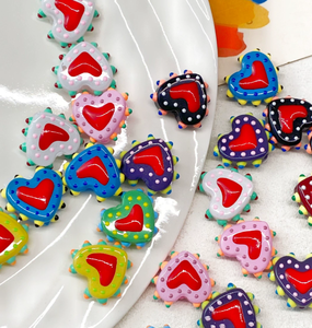 Cuentas de Vidrio Coloridas en Forma de Corazón, Cuentas de Vidrio Pintadas con Puntos para Bisutería de <span class=keywords><strong>Amistad</strong></span> - Product Image 4