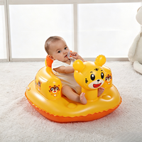Chaise de sol gonflable pour bébé et tout-petit en forme de tigre de dessin animé avec dossier, en PVC souple, support de bain portable