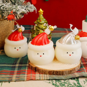 Bougie de Noël blanche en cire de soja parfumée faite à la main, décoration de chambre, aromathérapie, huiles essentielles, préparations de Noël - Product Image 2