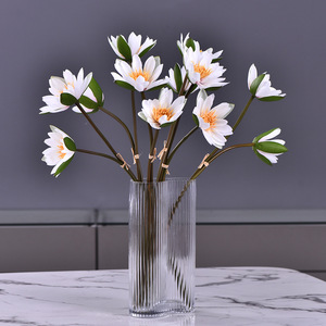 LO-525 Vente en gros 60cm 2 tiges Bouquet de nénuphars artificiels en fleurs de lotus pour la décoration de la maison et des mariages - Product Image 1
